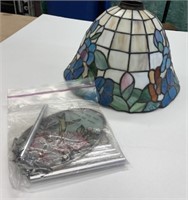 12" Stained Glass Style Lamp Shade Plus Windchime