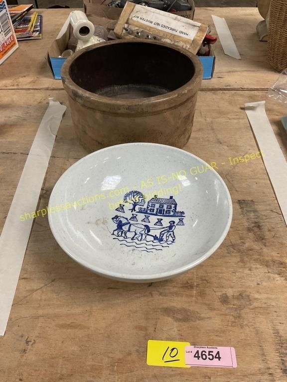 Stoneware crock and bowl