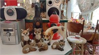 Ceramic & resin dogs & foxes