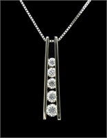 14K White gold life journey pendant with 18" 14K