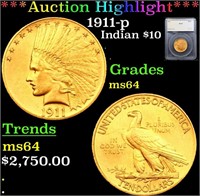 ***Auction Highlight*** 1911-p Gold Indian Eagle $
