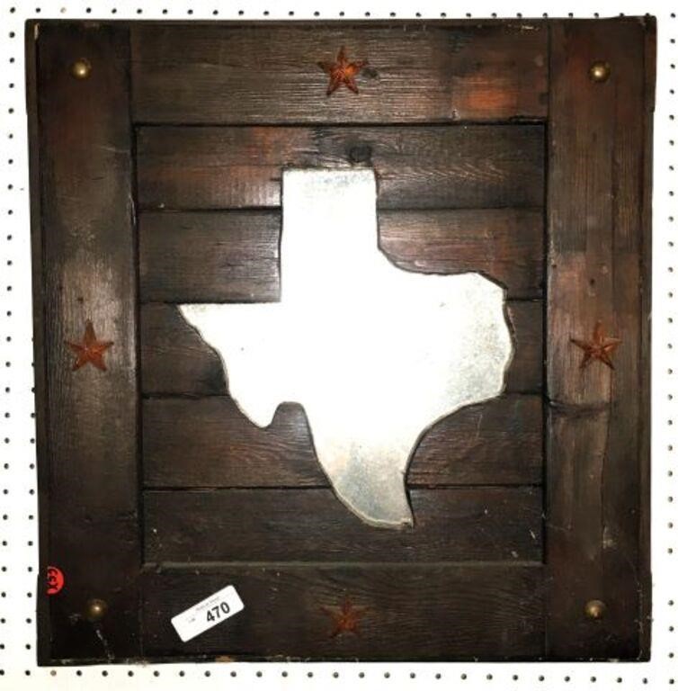 Wood Carved Texas Mirror