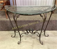 Wrought Metal & Beveled Glass Demilune table