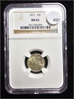 1911 Barber Dime - NGC MS63