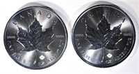 2-BU 2016 1oz .999 SILVER CANADA MAPLE LEAF COINS