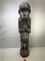 Primitive Begging Monkey Wooden Statue