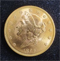 1896 $20 DOUBLE EAGLE CORONET GOLD COIN