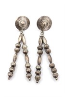 Old Sterling Silver Navajo Pearl Shield Earrings