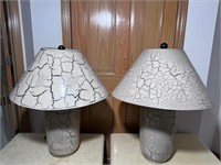 Pair of Crackle Look Ceramic Lamps