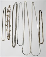 7 Vintage Silver Tone Chains