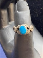 Size 6 sterling silver and turquoise ring