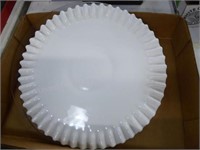 Hobnail milk glass tray & another glass dish