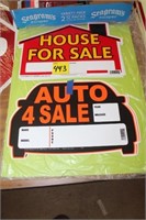 HOUSE & AUTO SALE SIGNS & BLANK PLASTIC
