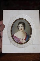 Handpainted Portrait of a Lady on B o n e