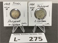 (2) 1944 Philippines Cent