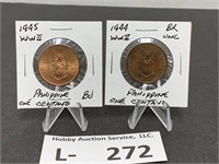 (2) 1940s Philippines One Cent