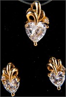 Jewelry 14kt Yellow Gold CZ Pendant & Earrings