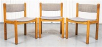 Mid-Century Modern Upholstered Pine Side Chairs, 3