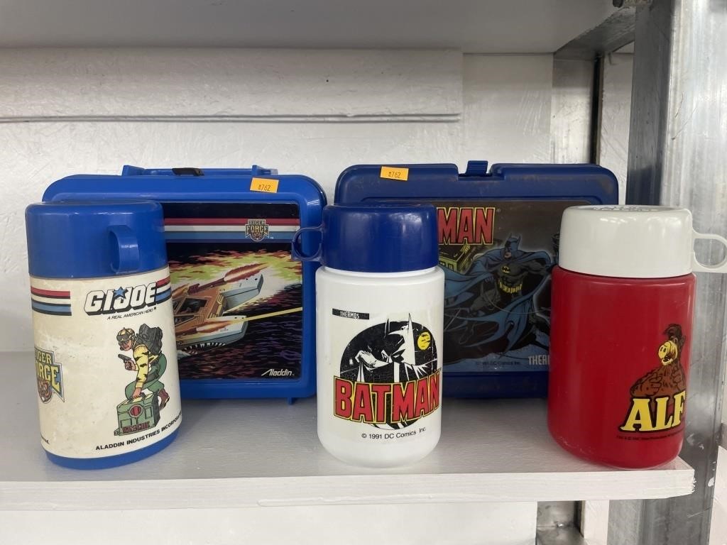 Vintage g.i. Joe and Batman lunchboxes w/ therms,
