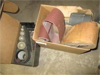 Box w/sanding belts and misc
