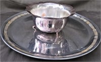 SILVERPLATE TRAY W/MOTHER OF PEARL*WM ROGERS BOWL