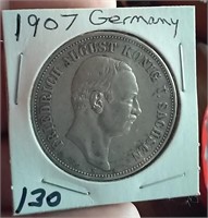 1907E Germany Saxony Friedrich August III 5 marks