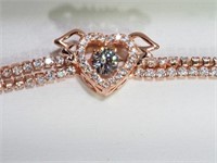 Rose Gold Plated S. Silver Heart Shaped Bracelet