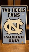 Tar Heels Fans Parking Only Tin Sign Approx 18”