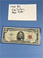 1963 $5 DOLLAR RED NOTE