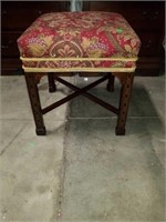 Very Nice Upholstered Stool Ornate Wood