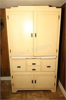 1940's Art Deco Style Enamel/Wood Hoosier Cabinet