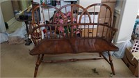 Wooden Spindle Windsor Style Two Seat Bench