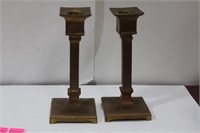Set of Two Art Deco Period Bronze Candle Holders