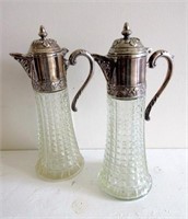 Antique Silver Plate and Cut Glass Claret Jugs