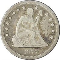 1877-S SEATED LIBERTY QUARTER - VG/FINE