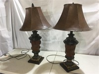 Matching Lamps, Glass Middle Pine Cones, 33” Tall