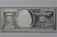 4ozt Silver .999 $100 Franklin Bar