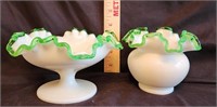 Fenton Emerald Crest Compote Rose Bowl