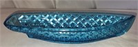 Vintage blue glass canoe shaped salt cellar