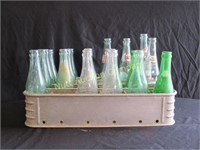 Metal Coke Crate W/Dr Pepper  & 7Up Bottles