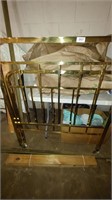 twin brass bed with rails and cross boards