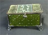 1910-20s Cast Iron & Glass Trinket Box