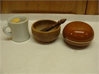 Shaving Mug, Turtle Bowl and Puff Box