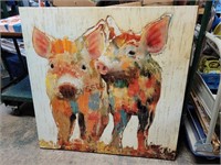 Large Pigs On Canvas 40x40