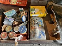 Light bulbs, nails, oil can, misc hardware items