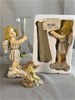 Cherub Bud Vases and Figurine