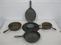 Assorted Cast-Iron Skillets Largest 10"