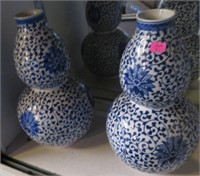 2 Oriental Blue Vases