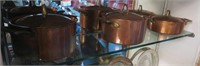 3 Copper Paul Revere Pots w/ Lids