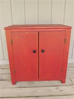 F1) Vintage Stand/Cupboard,Solid Wood, Barn Red,